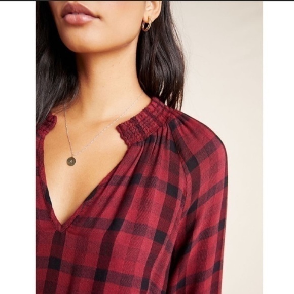 Anthropologie NWOT Cloth & Stone Sara Plaid Blouse - Picture 6 of 6